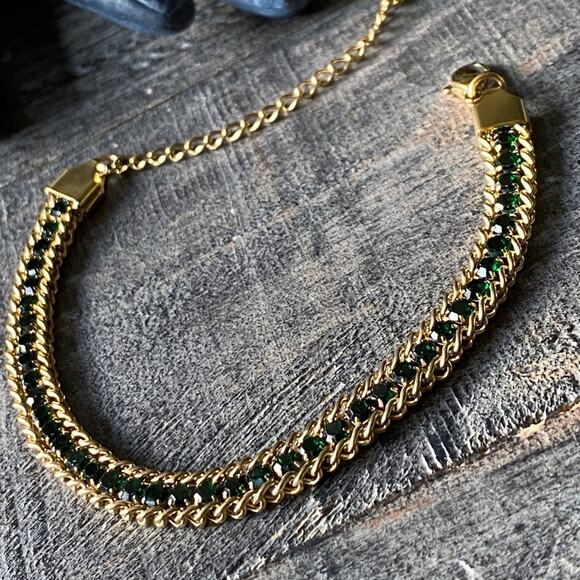 NEW Green Crystal Tennis Bracelet - Picture 5 of 9